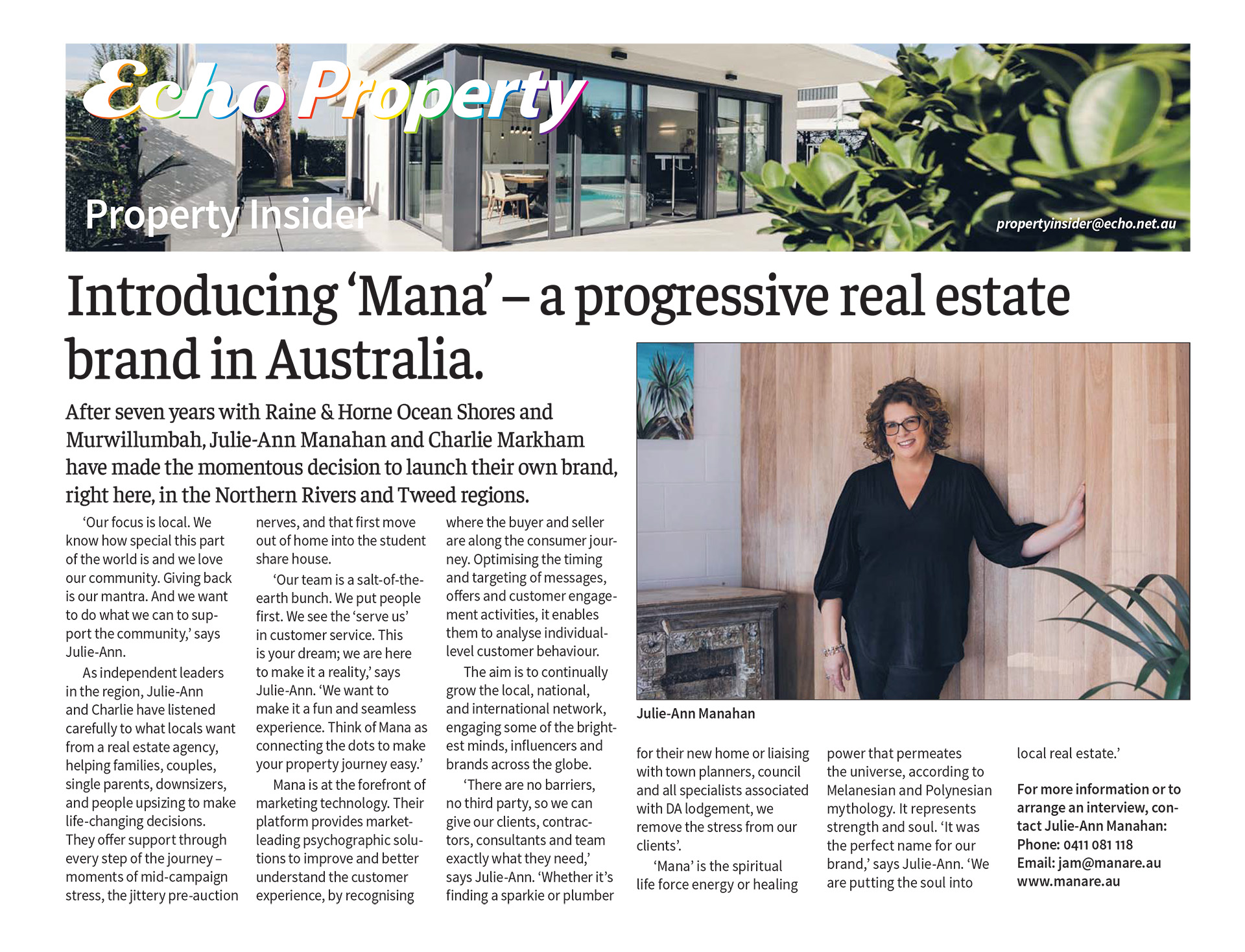 MANA features in the Byron Shire ECHO!